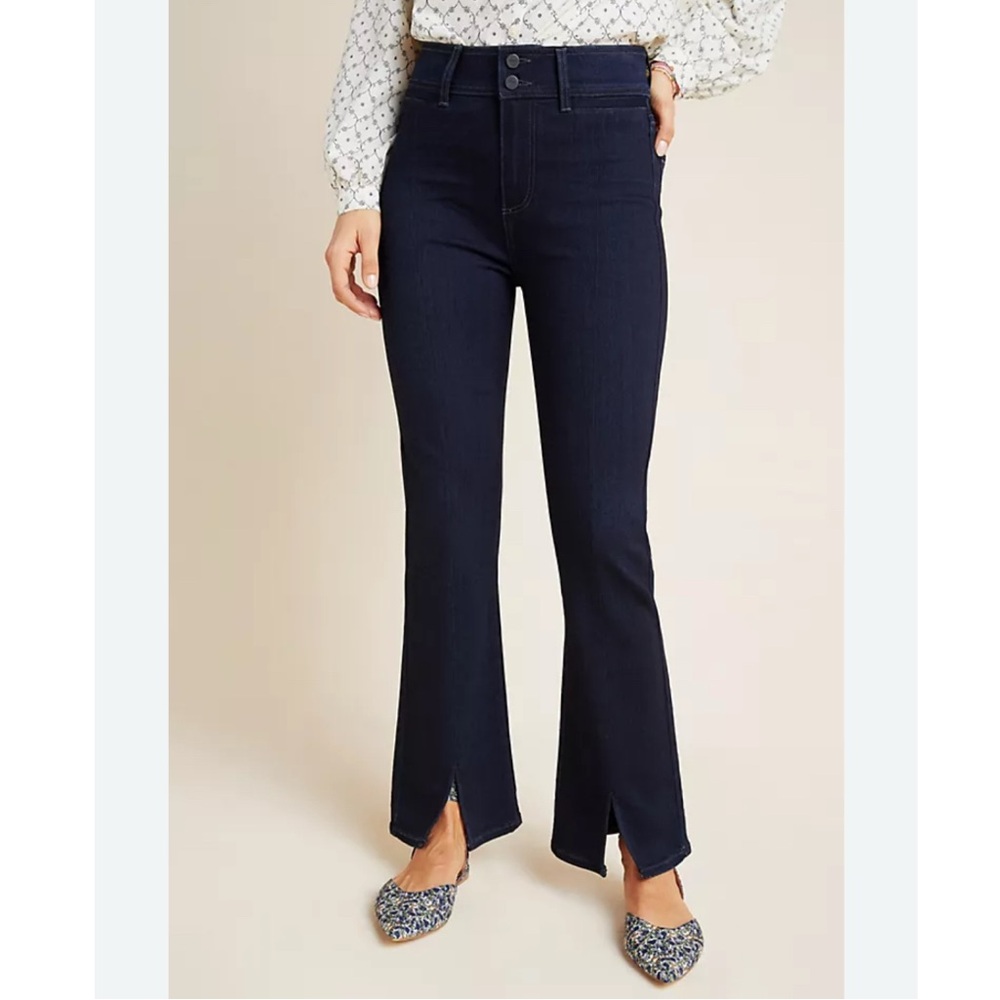 PAIGE Dark Blue Flare & Wide Leg Jeans